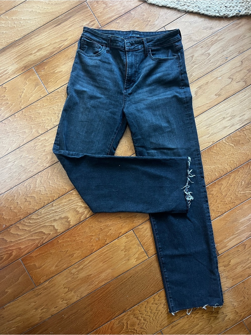 Joe's Jeans Men’s Slim Straight Black Denim with Distressed Hem